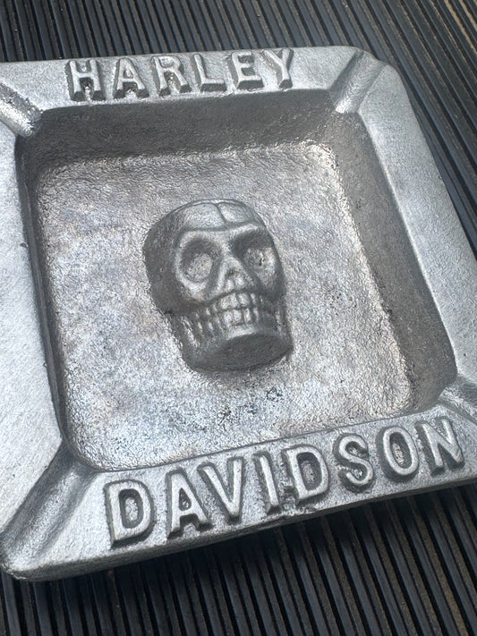 HARLEY-DAVIDSON HAND CAST ASHTRAY BY LYLE LANDSTROM + WALT'S BAR MATCHBOOK