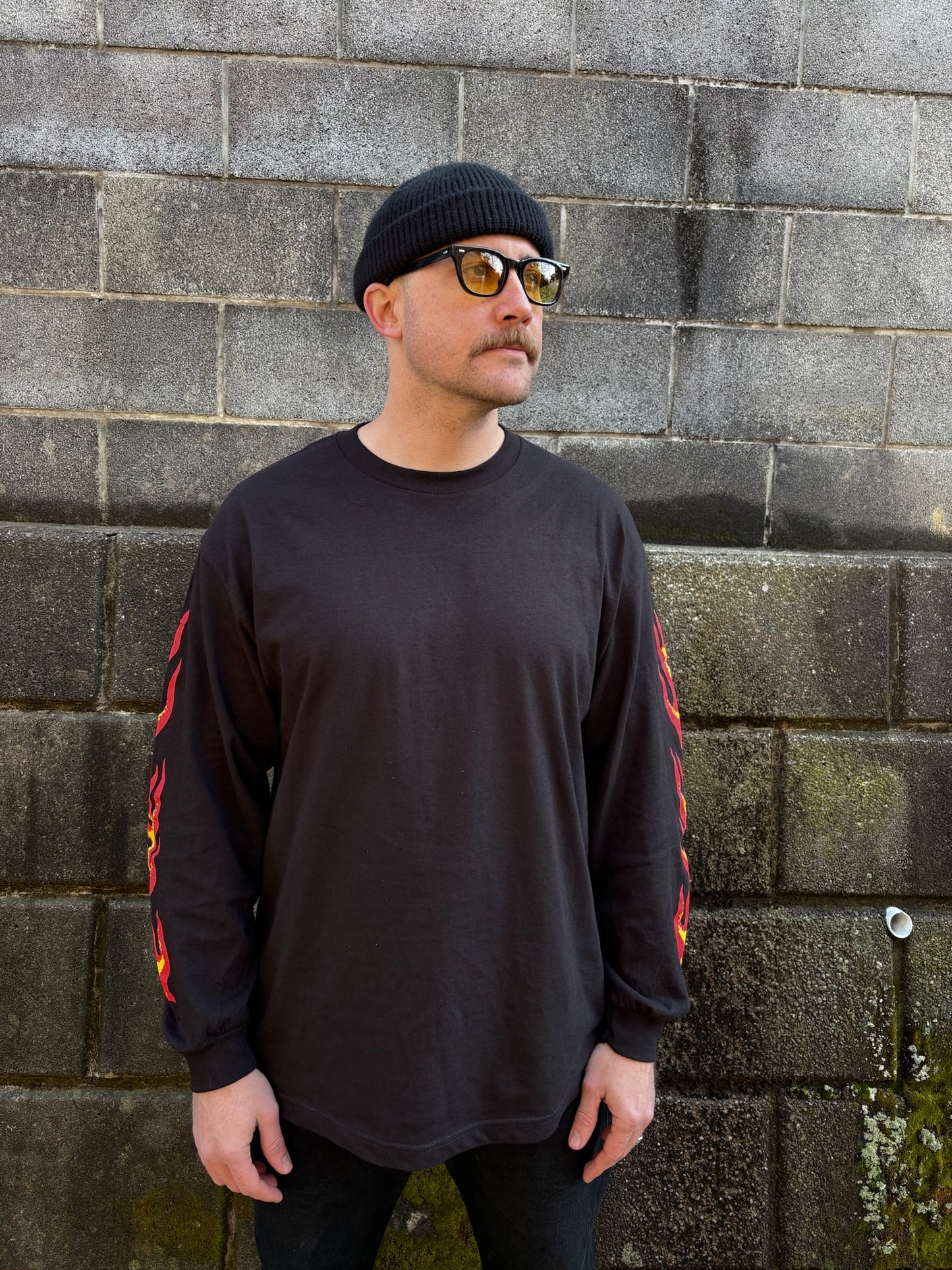 NU CYCLES FIRE IN BONES 長袖ショップTシャツ