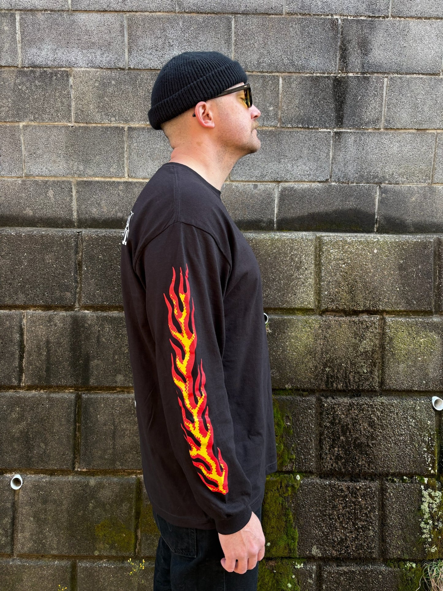 NU CYCLES FIRE IN BONES 長袖ショップTシャツ