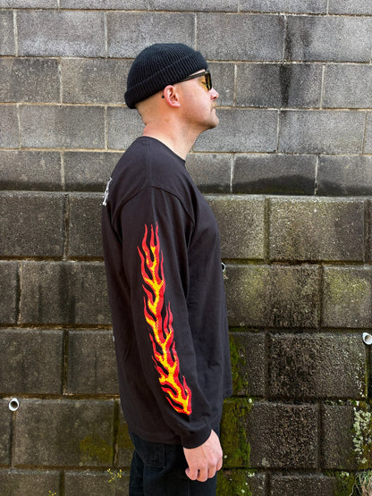 NU CYCLES FIRE IN BONES 長袖ショップTシャツ