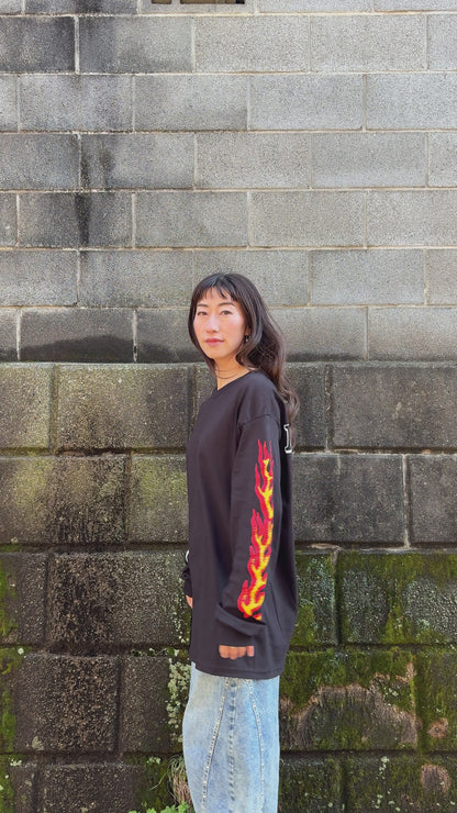 NU CYCLES FIRE IN BONES 長袖ショップTシャツ